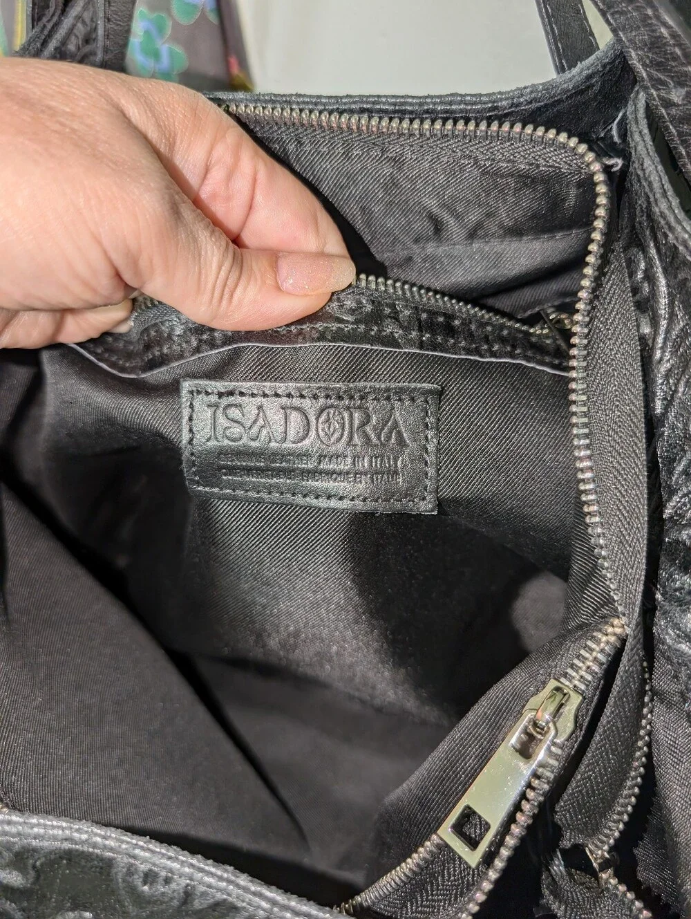 Isadora Italy black leather tote